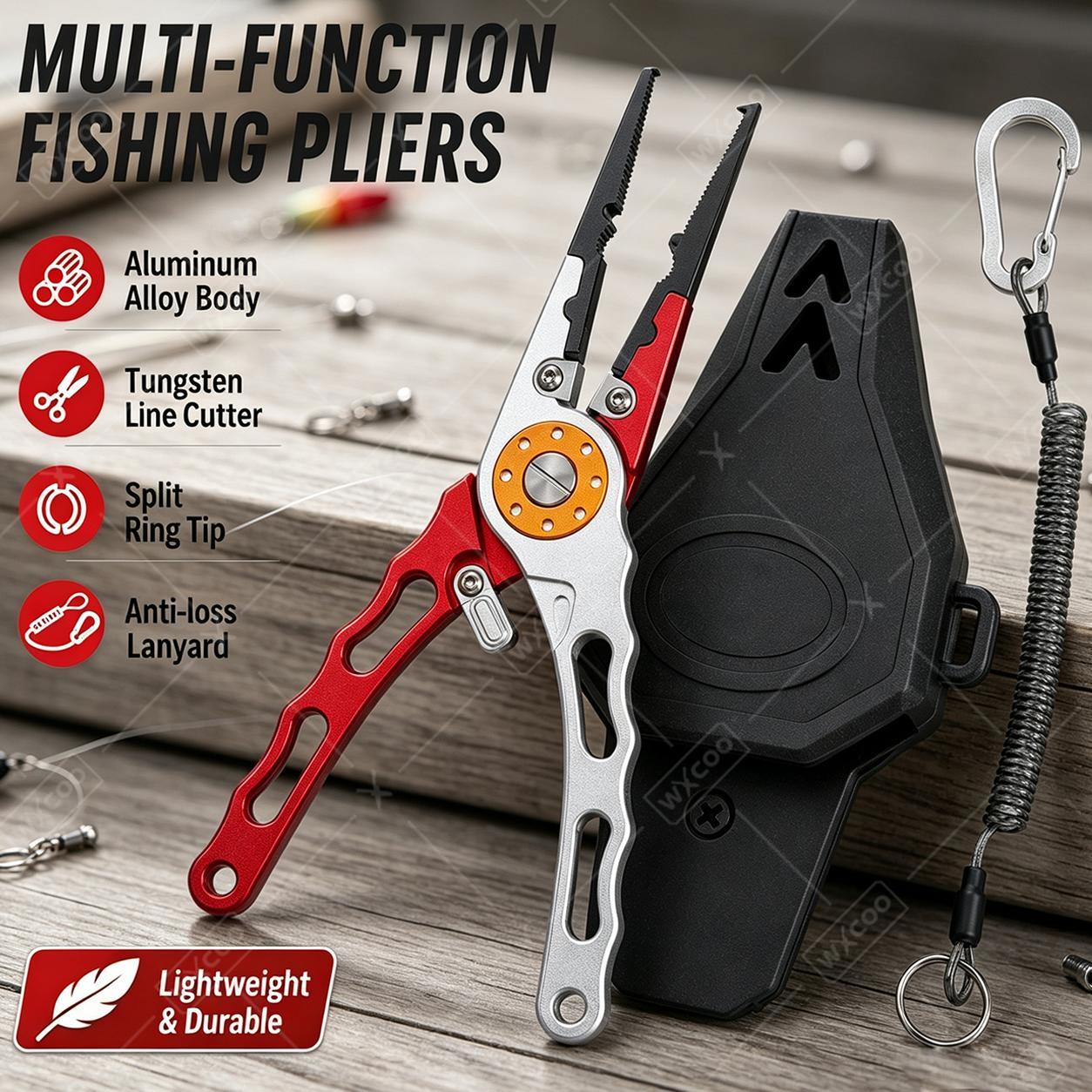 Fishing Hook Sharpener - WXCOO Split Ring Pliers Hook Remover
