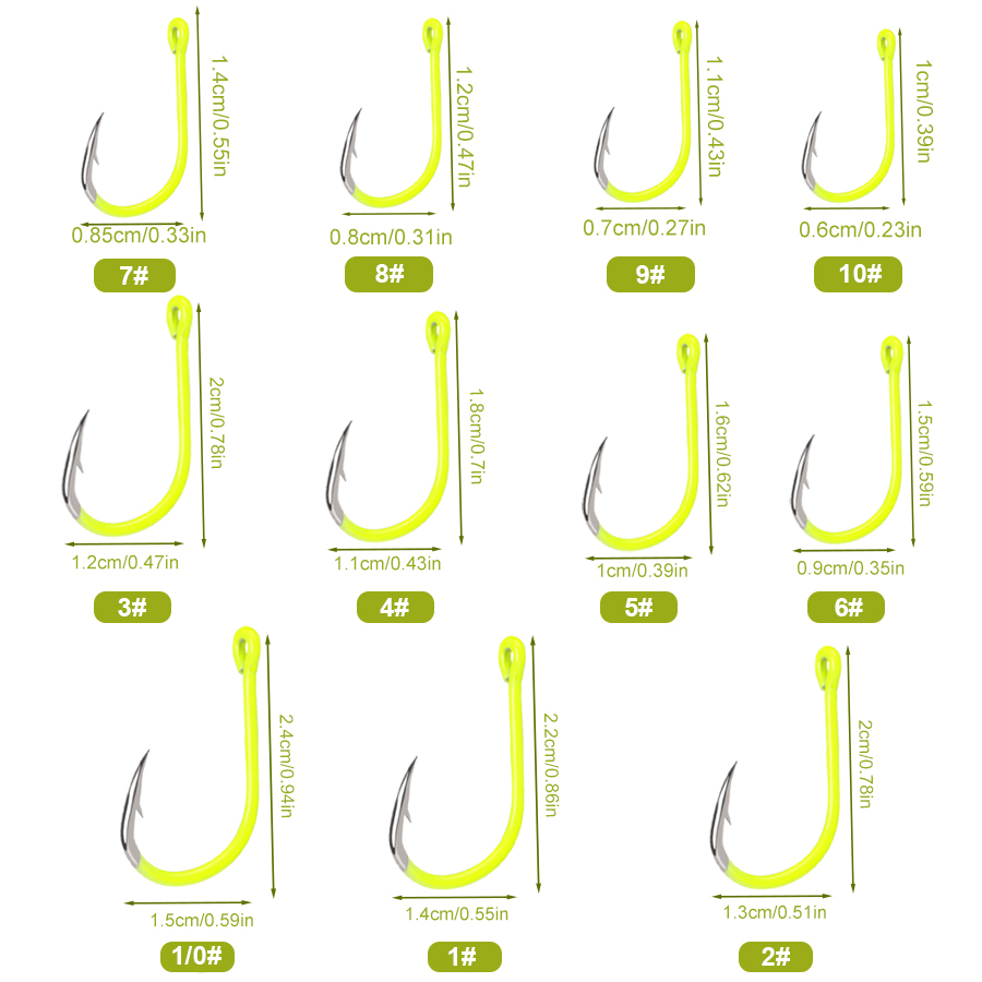 NGB 50pcs 1/0#-10#Fluorescent  - огляд і ціна Fishing Hook Circle